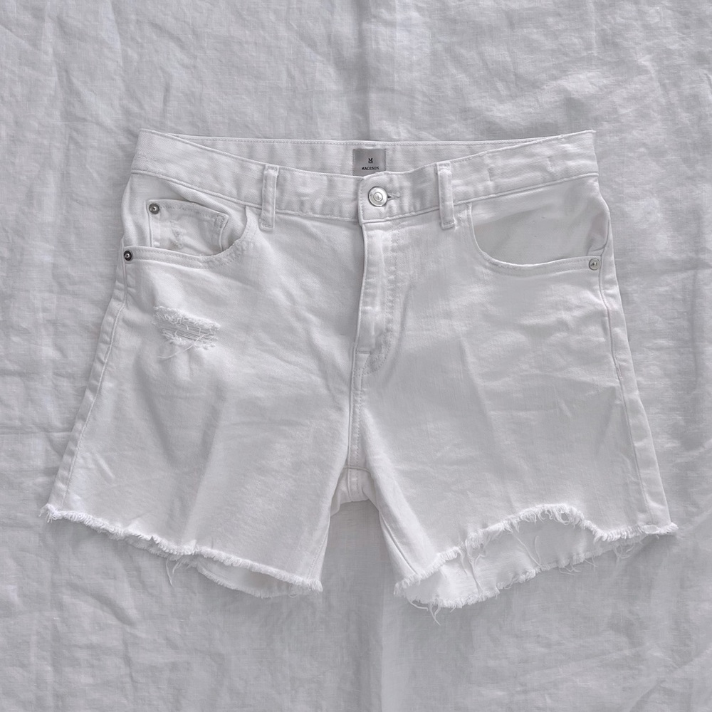 Madison White Stretch Denim Shorts